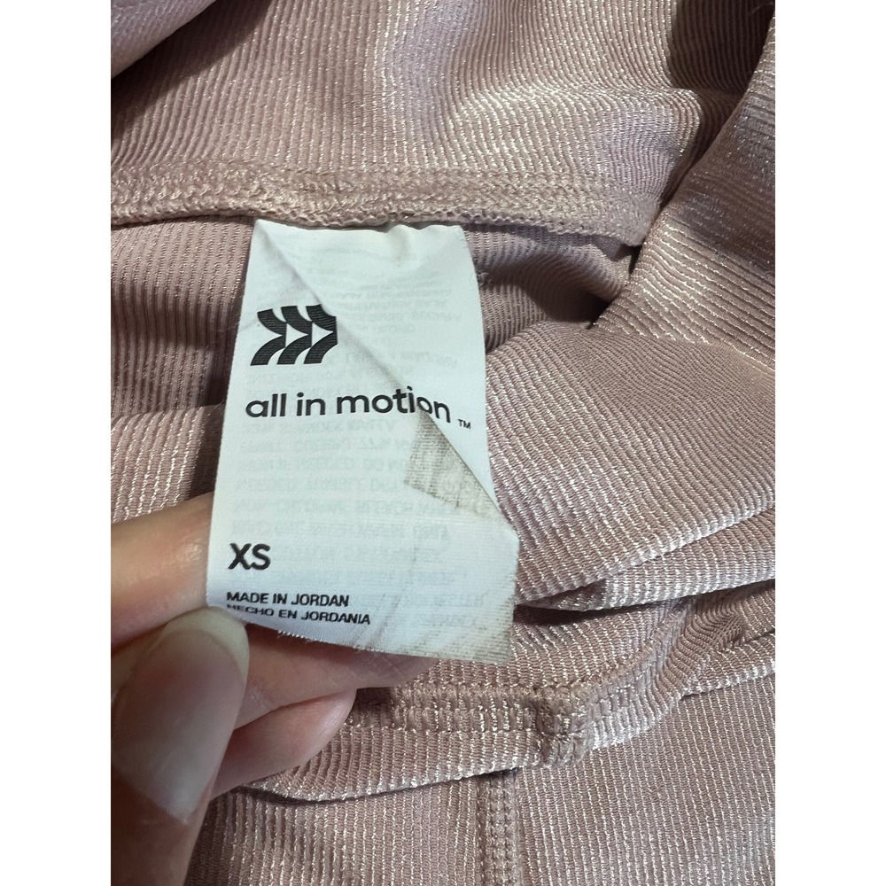 All In Motion Womens XS Rose Pink Metallic Ribbed Leggings & Sports Bra Set - Picture 7 of 8
